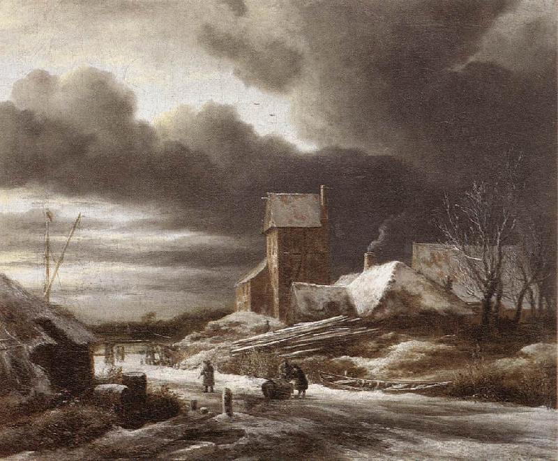 RUISDAEL, Jacob Isaackszon van Winter Landscape af oil painting image